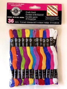 Loops & Threads Craft Cord Rainbow Colors 36 Count 10-Yds Each Pack NEW Sealed